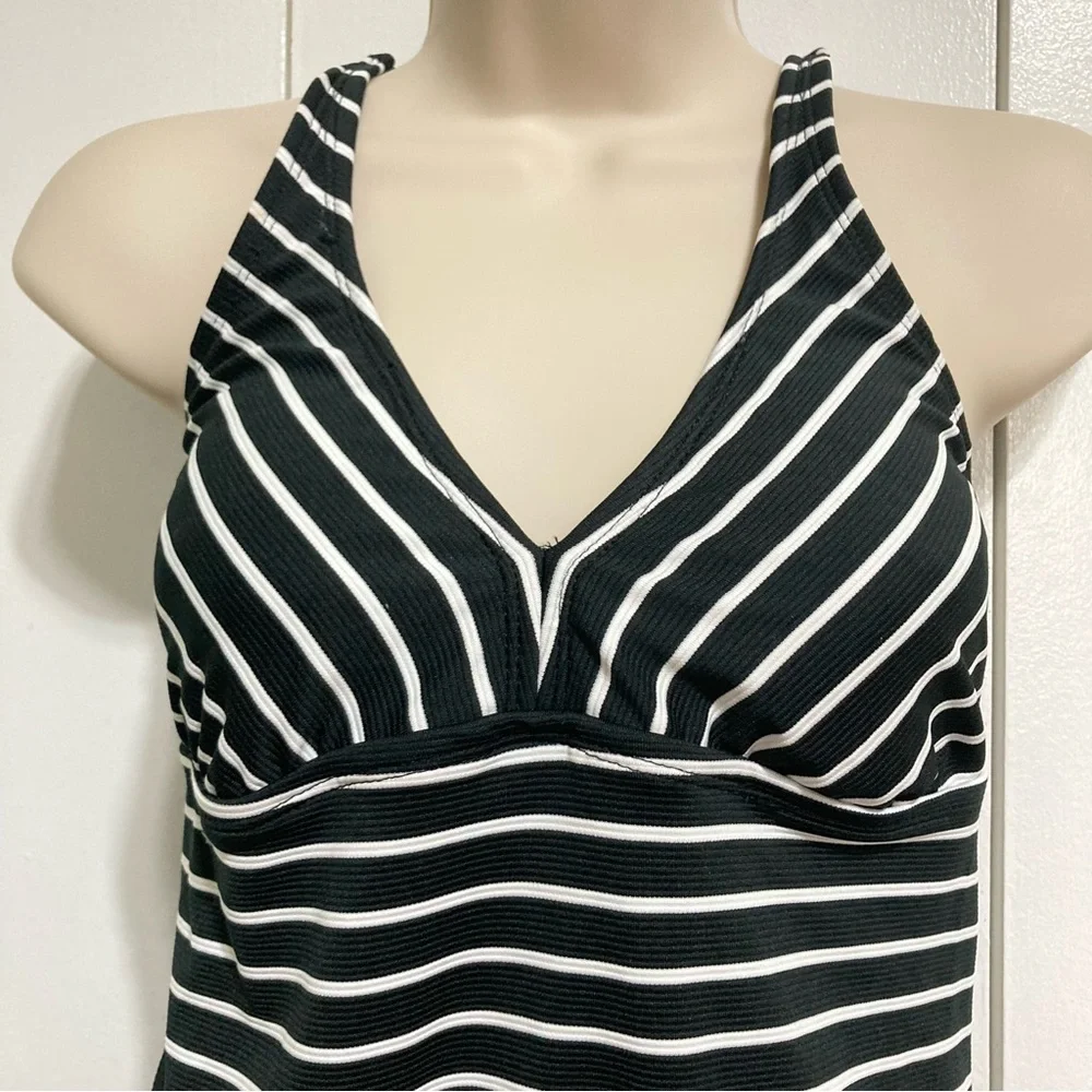 CATALINA Black White Stripe One Piece Swimsuit Womens Medium 8 10
